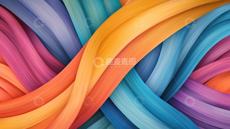 高清大图下载【趣麦麦图】彩色丝带缠绕的抽象背景