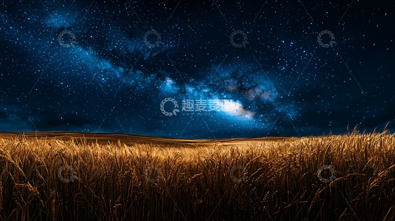 高清大图下载【趣麦麦图】星空下的麦田