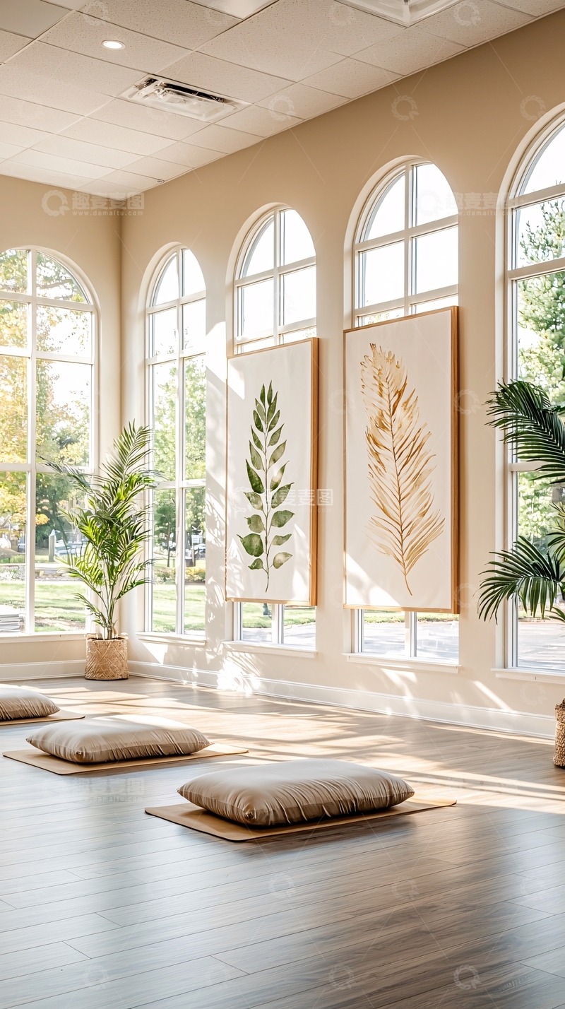 高清大图下载【趣麦麦图】明亮瑜伽室内景