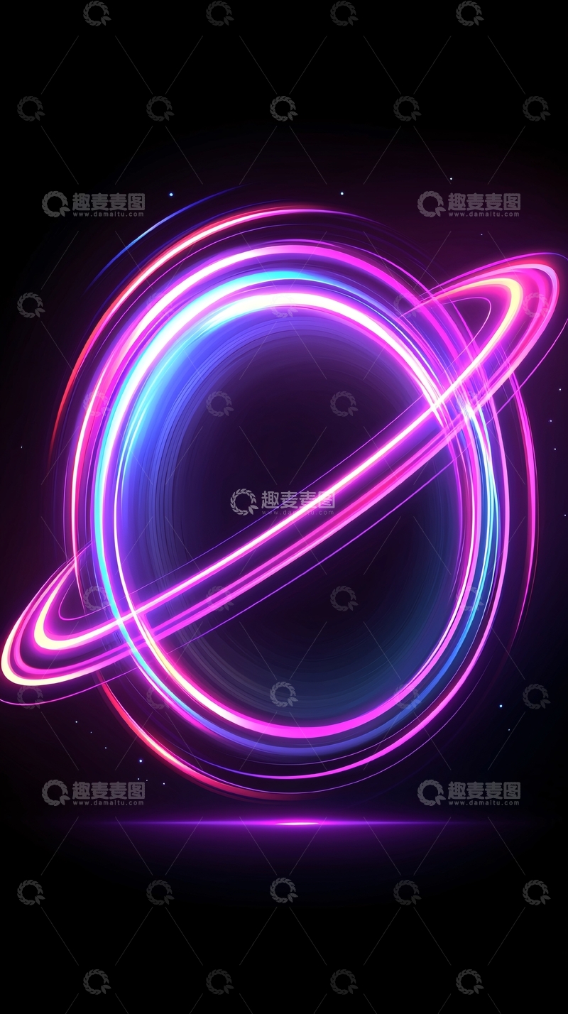 高清大图下载【趣麦麦图】光环围绕的紫色星球