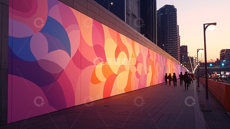 高清大图下载【趣麦麦图】彩色波浪墙面