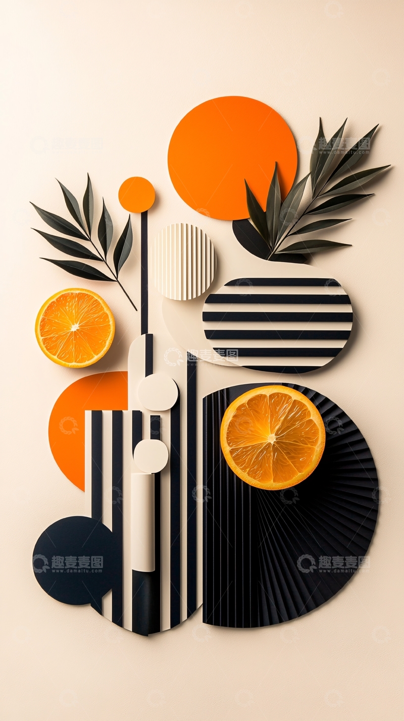 高清大图下载【趣麦麦图】几何图形与水果的创意组合