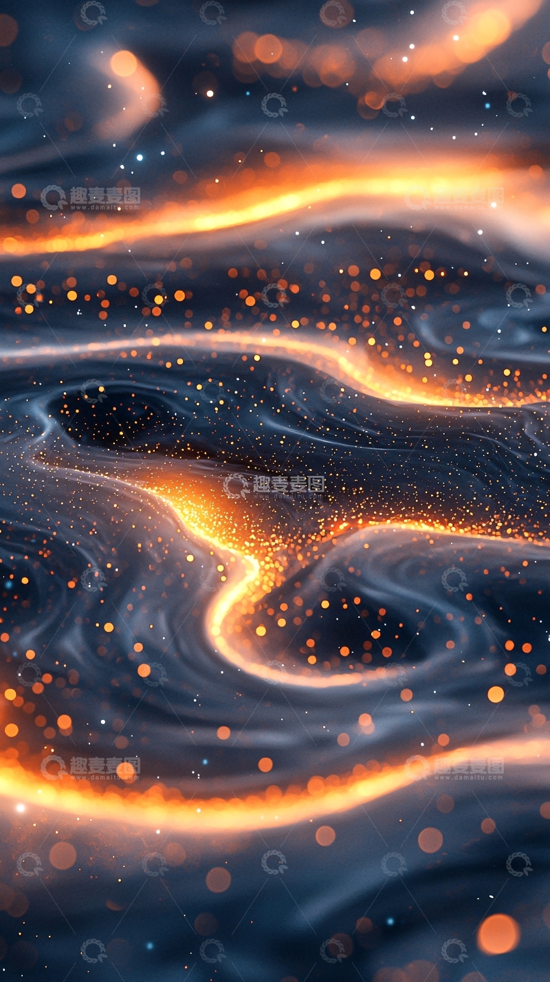 高清大图下载【趣麦麦图】金色光晕下的抽象水波