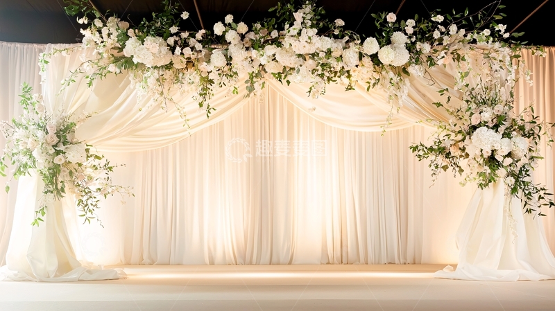 高清大图下载【趣麦麦图】婚礼舞台白色花艺背景