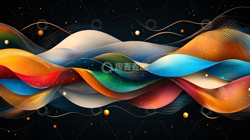 高清大图下载【趣麦麦图】彩色丝绸波浪抽象背景