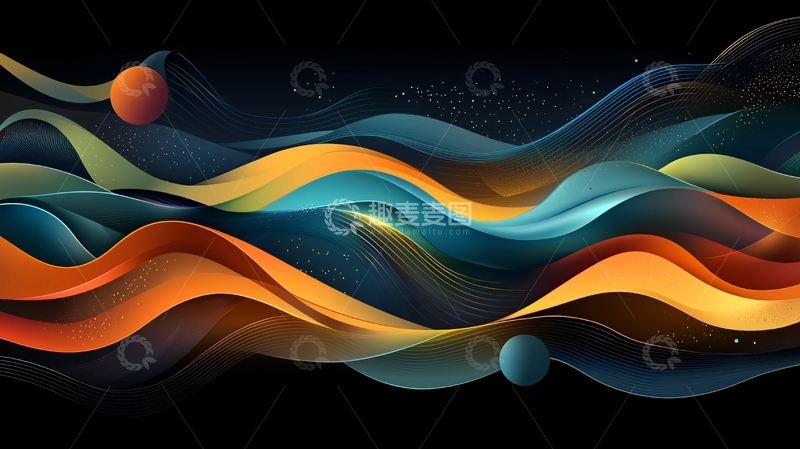 高清大图下载【趣麦麦图】抽象曲线色彩背景