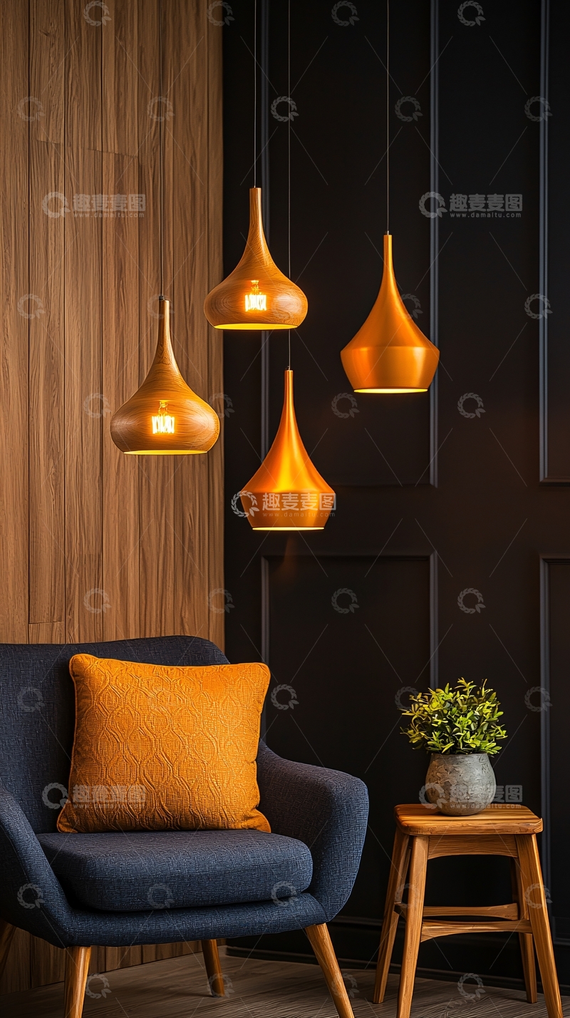 高清大图下载【趣麦麦图】金色吊灯的温馨一角