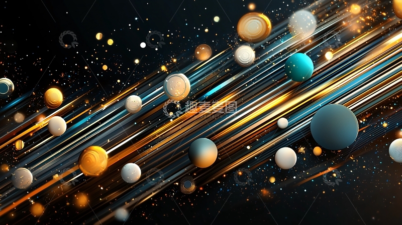 高清大图下载【趣麦麦图】彩色球体和光线交错