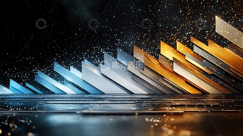 高清大图下载【趣麦麦图】蓝金色金属阶梯状排列