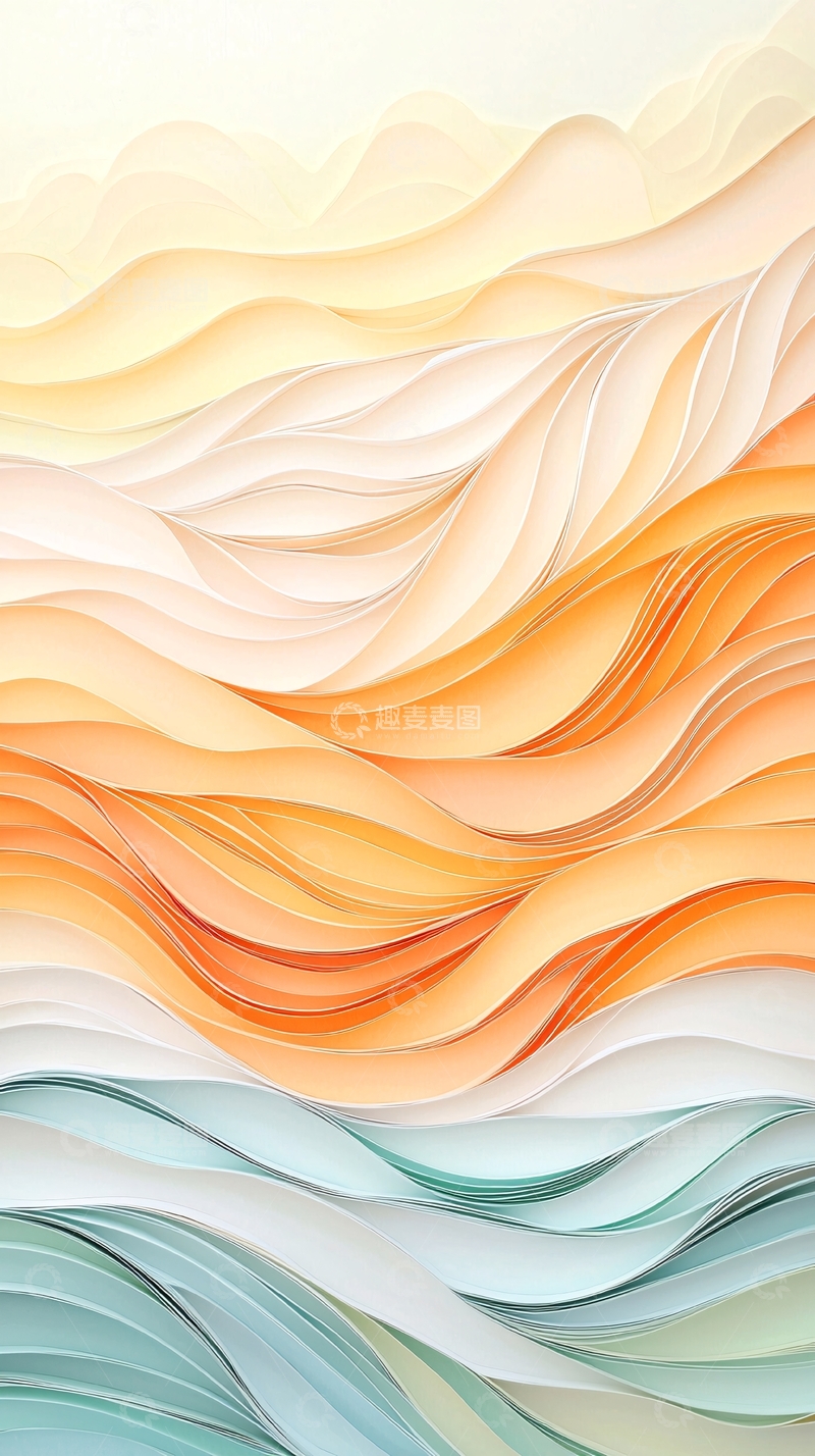 高清大图下载【趣麦麦图】抽象纸艺波浪渐变背景