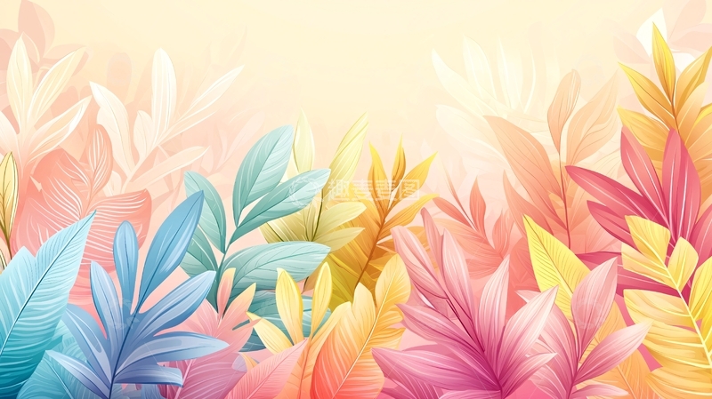 高清大图下载【趣麦麦图】彩色叶片背景图