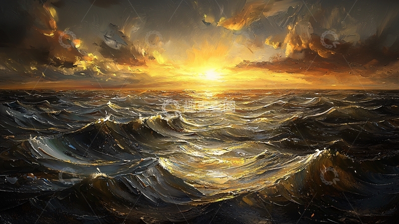 高清大图下载【趣麦麦图】波涛汹涌的金色海面
