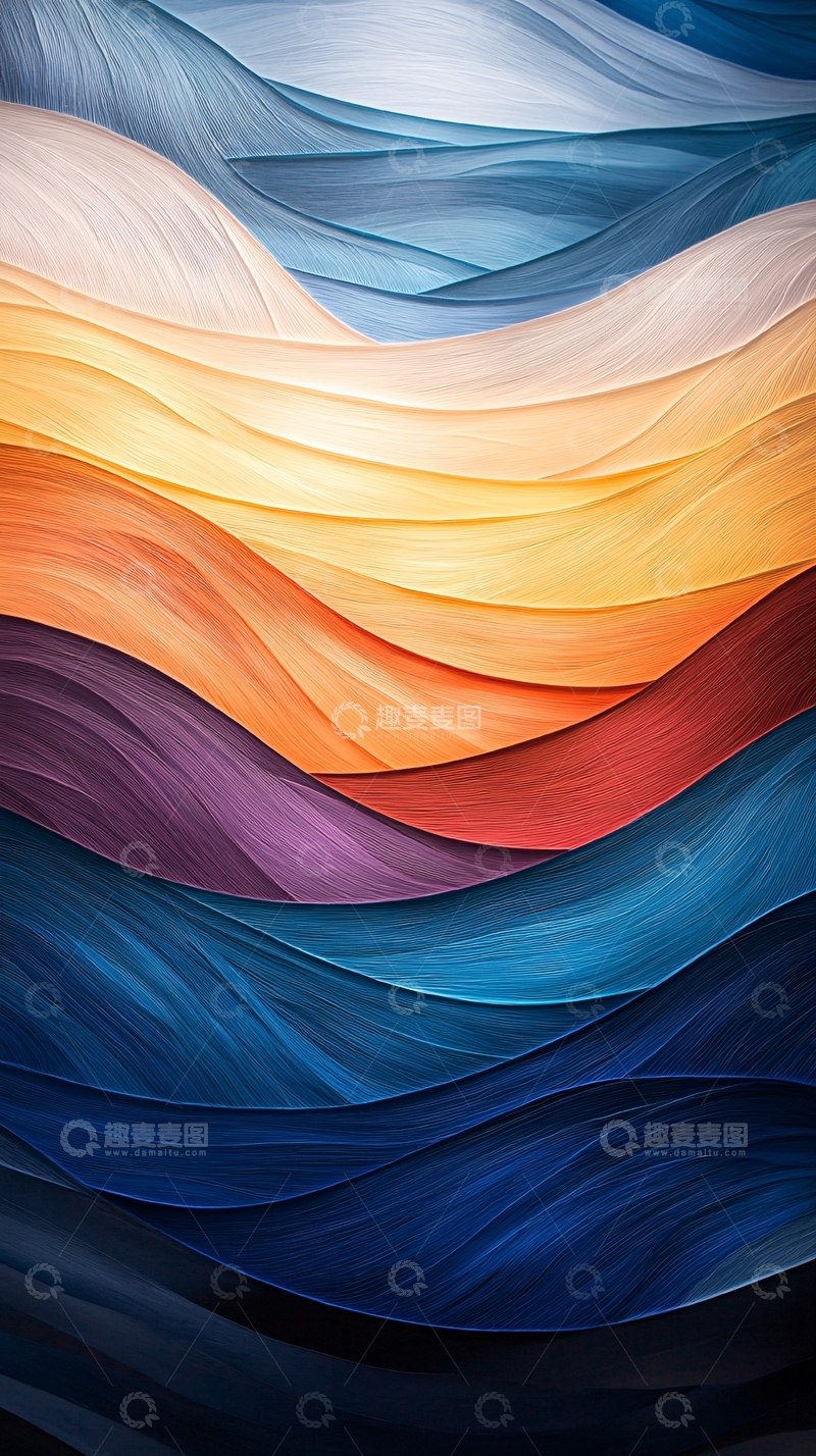 高清大图下载【趣麦麦图】抽象彩色波浪线条