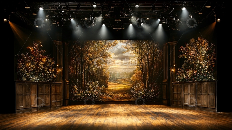 高清大图下载【趣麦麦图】舞台背景森林油画风