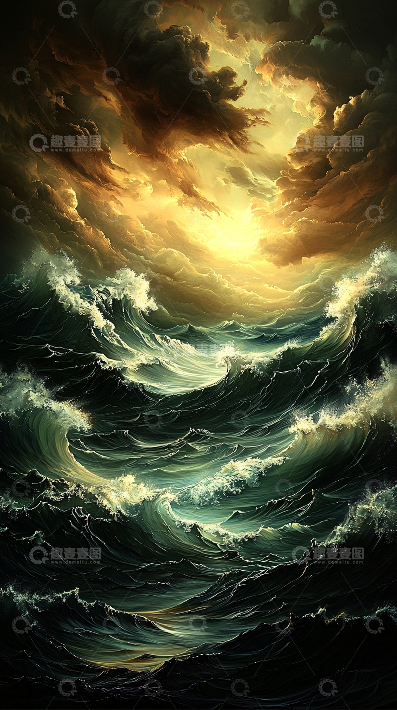 高清大图下载【趣麦麦图】风暴般的海洋与天空