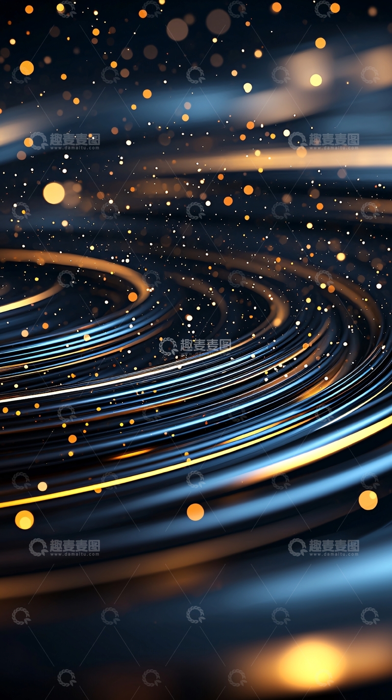 高清大图下载【趣麦麦图】金色光点与曲线交织