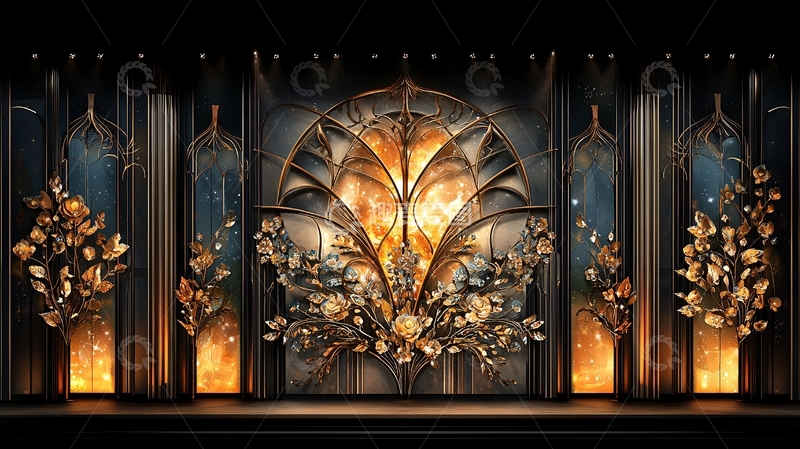 高清大图下载【趣麦麦图】奢华金色舞台背景