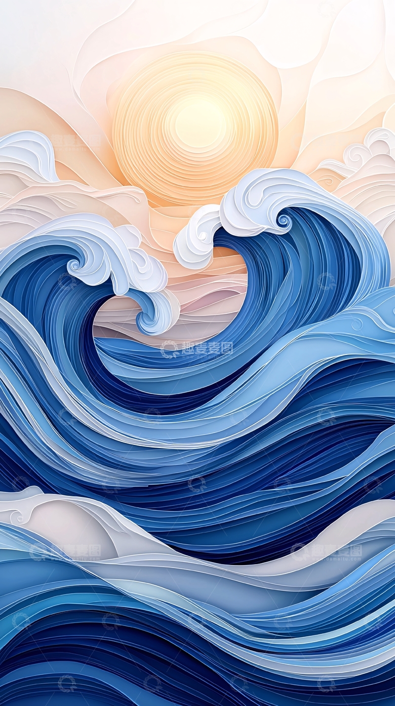 高清大图下载【趣麦麦图】蓝色波涛汹涌的海洋