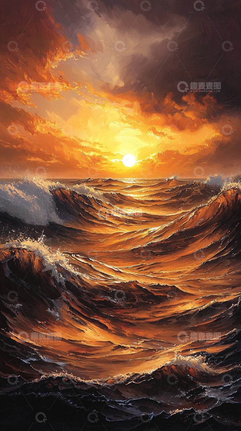 高清大图下载【趣麦麦图】波涛汹涌的金色海面