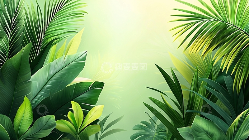 高清大图下载【趣麦麦图】热带绿植背景