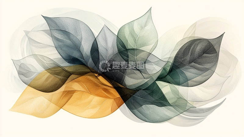 高清大图下载【趣麦麦图】抽象叶片交织图案