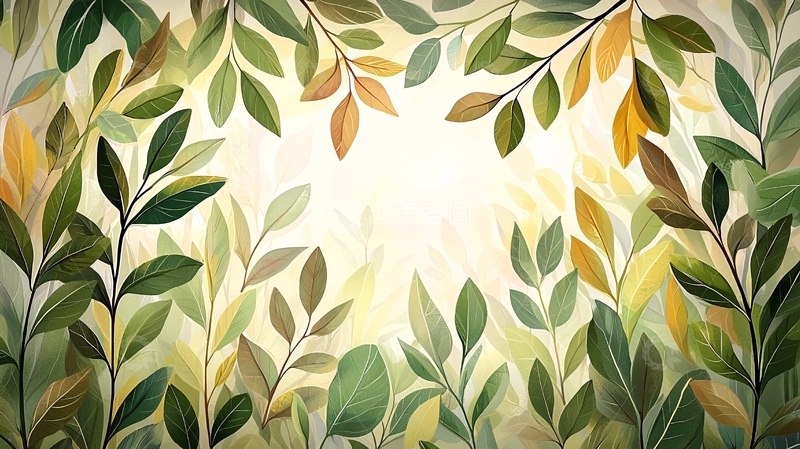 高清大图下载【趣麦麦图】清新叶子背景框架