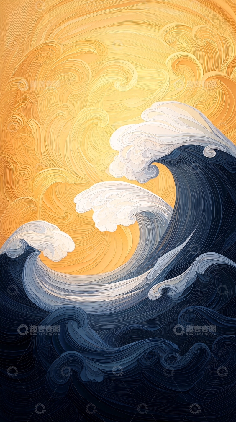 高清大图下载【趣麦麦图】波涛汹涌的抽象海浪