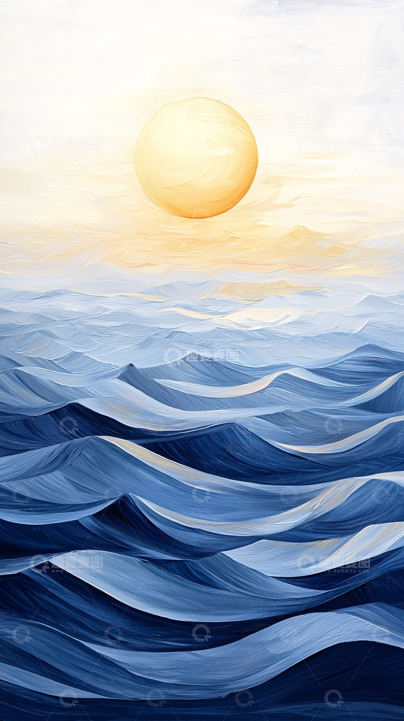 高清大图下载【趣麦麦图】平静海面上的太阳