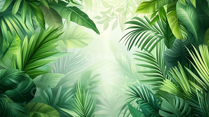 高清大图下载【趣麦麦图】热带植物丛林背景