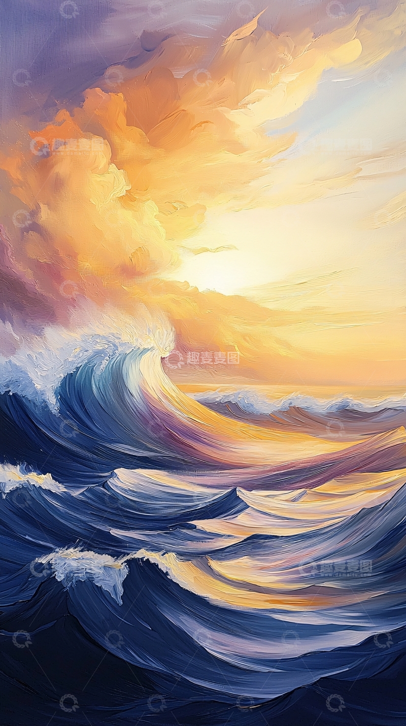 高清大图下载【趣麦麦图】波涛汹涌的金色海面