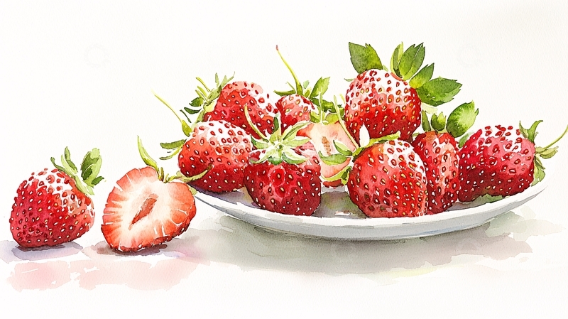 高清大图下载【趣麦麦图】-一盘红润新鲜的草莓