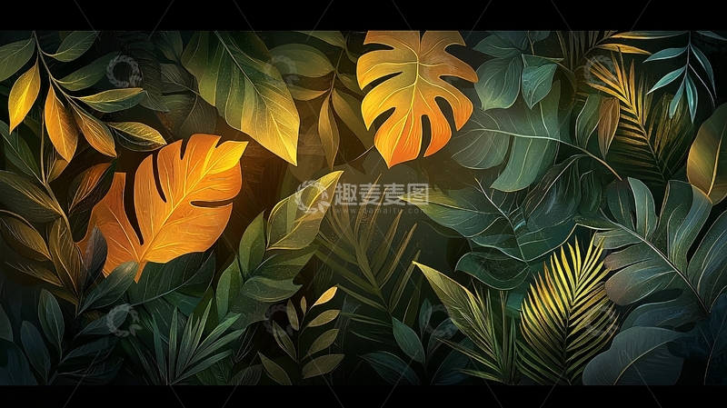 高清大图下载【趣麦麦图】热带雨林叶子特写