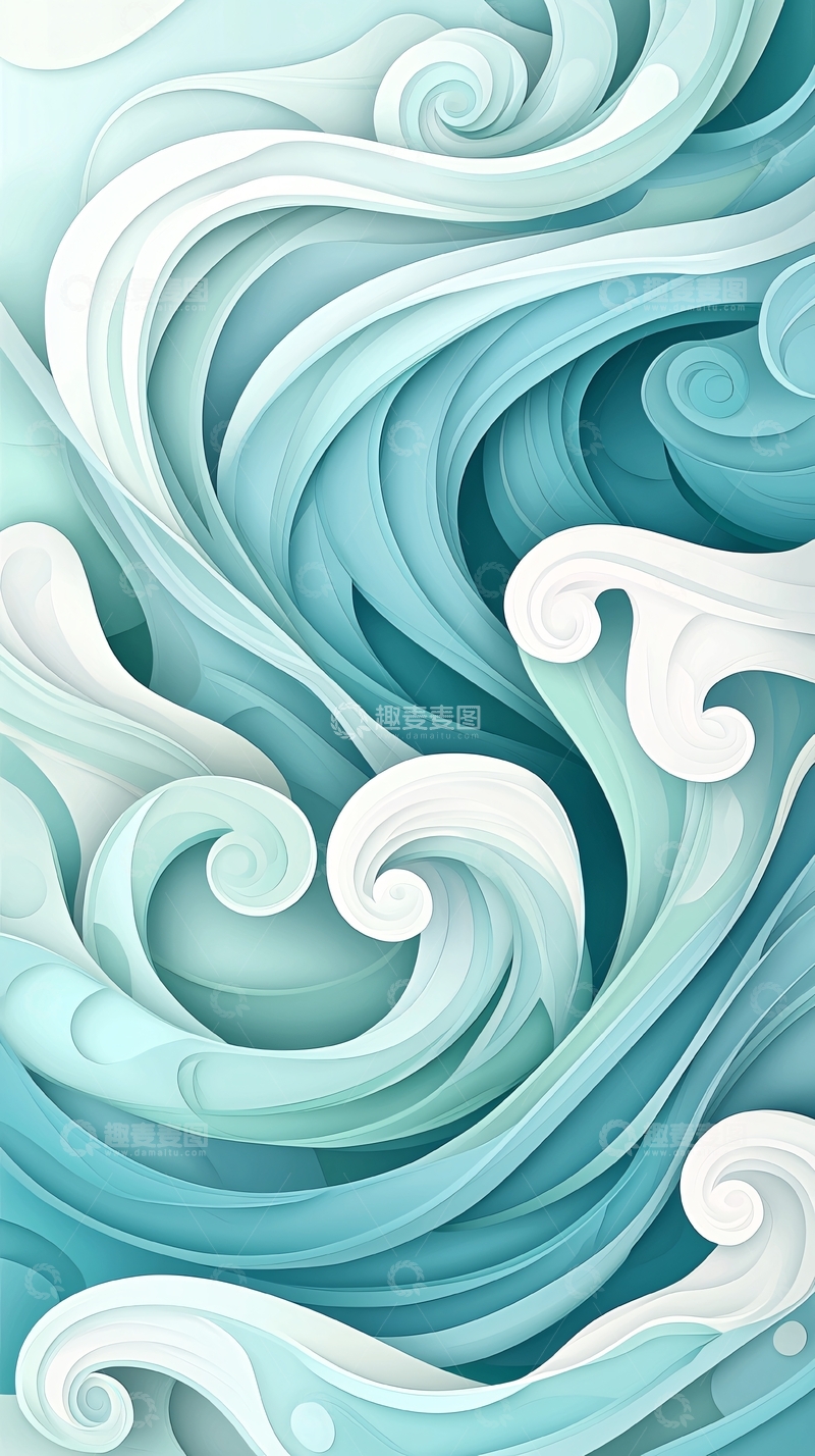 高清大图下载【趣麦麦图】水蓝色波浪抽象背景