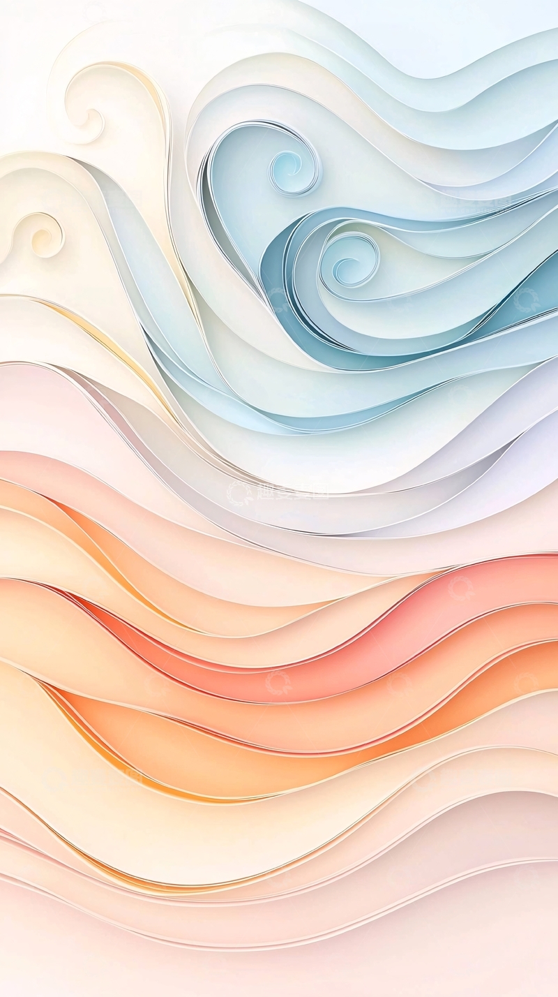 高清大图下载【趣麦麦图】水彩风格波浪曲线