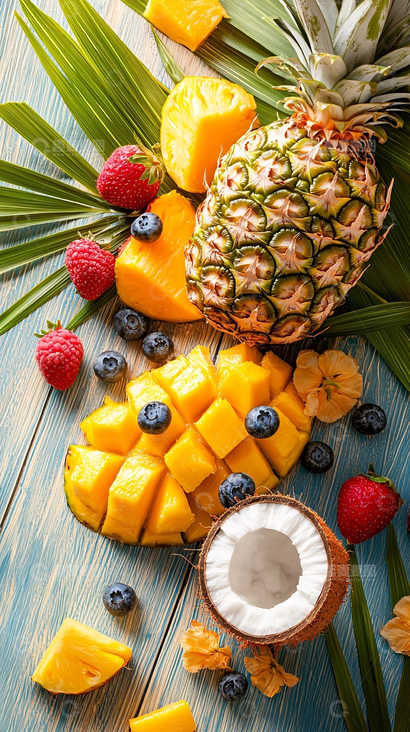高清大图下载【趣麦麦图】热带水果拼盘摆拍