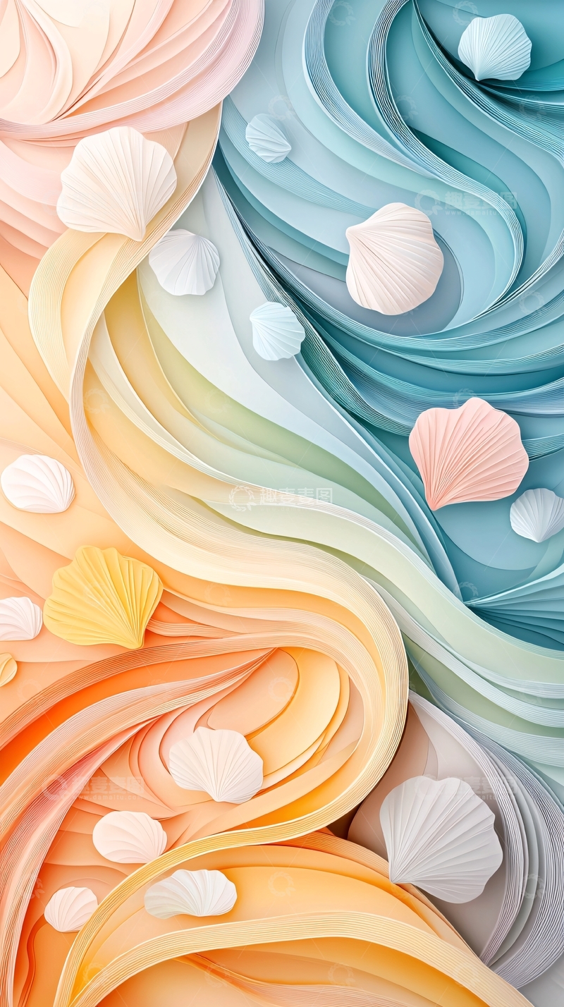 高清大图下载【趣麦麦图】抽象海滩贝壳