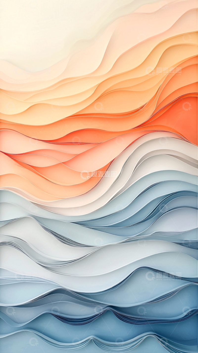 高清大图下载【趣麦麦图】抽象水彩渐变波浪图案