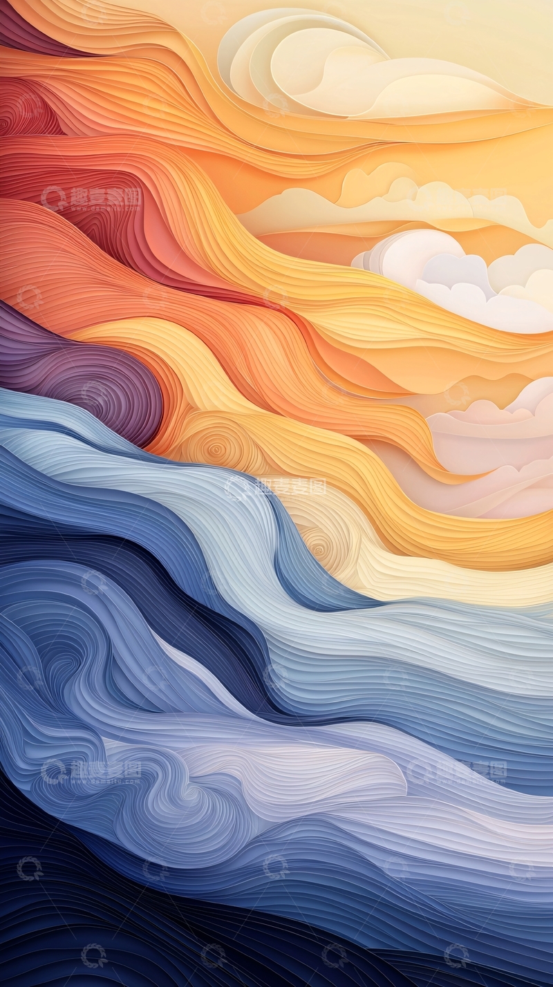 高清大图下载【趣麦麦图】抽象水彩天空背景