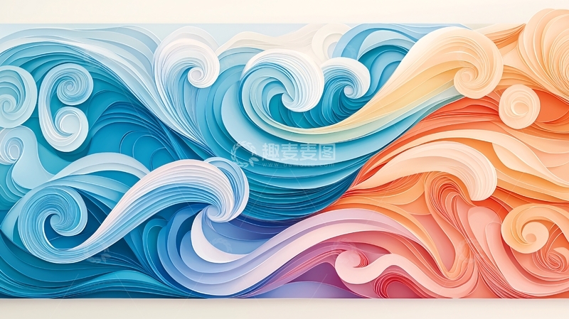 高清大图下载【趣麦麦图】水火交融的抽象波浪