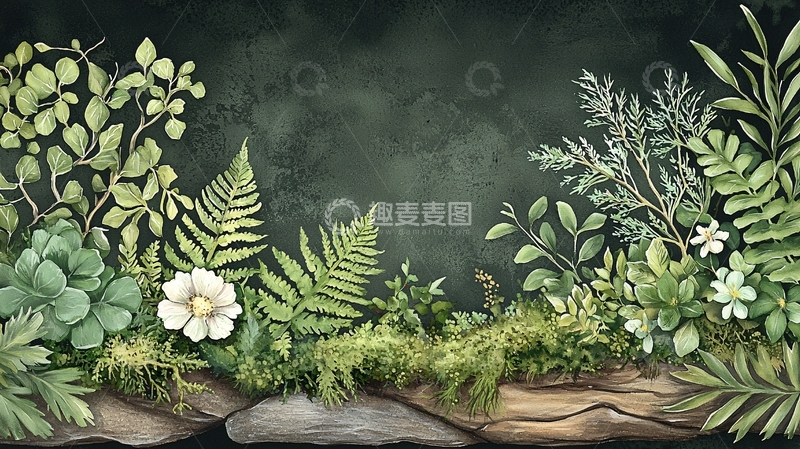 高清大图下载【趣麦麦图】绿叶和花卉的背景