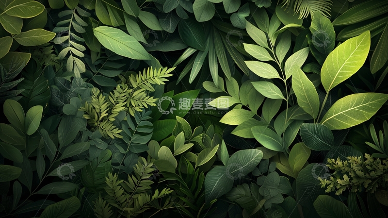 高清大图下载【趣麦麦图】茂密的绿色植物叶子特写
