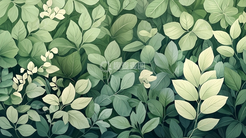 高清大图下载【趣麦麦图】清新叶片花朵背景