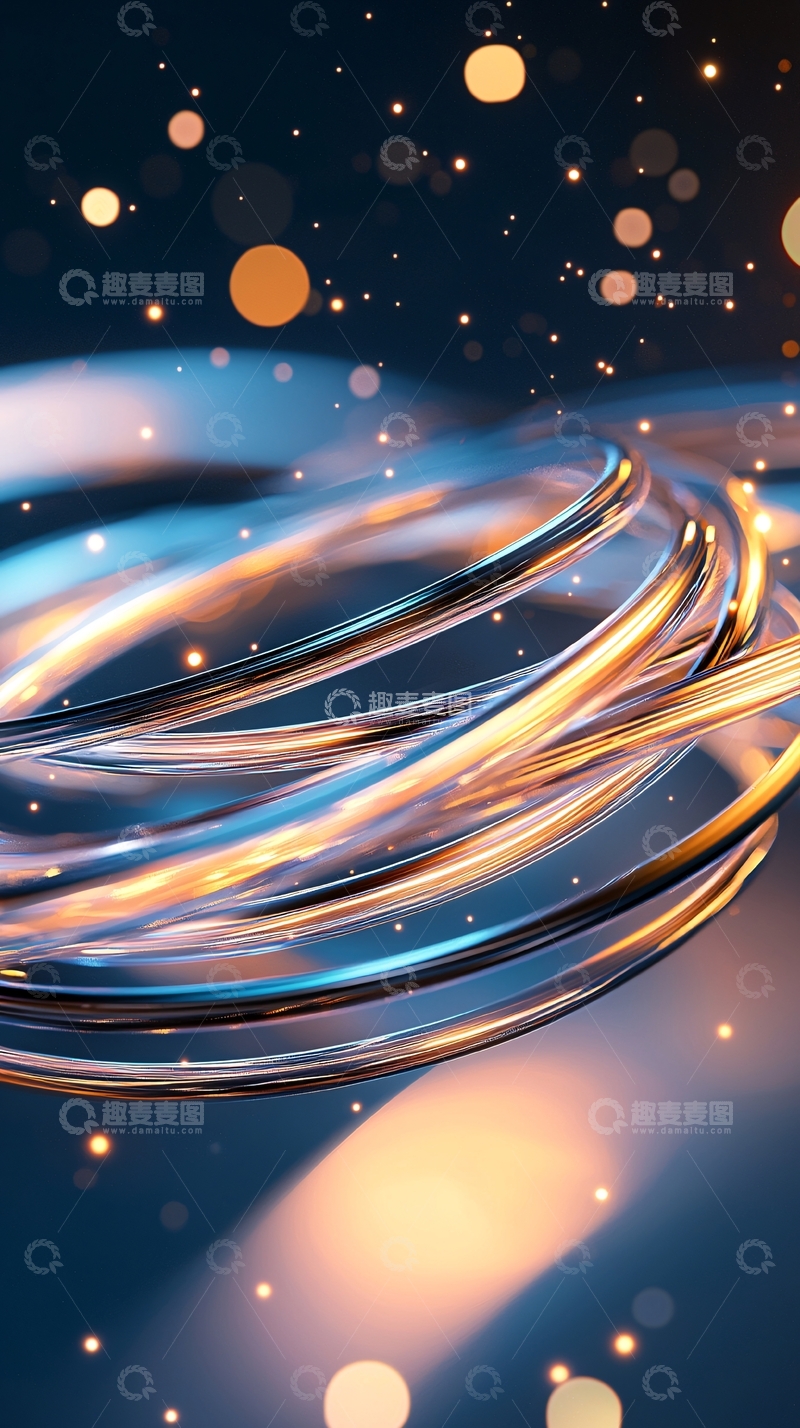 高清大图下载【趣麦麦图】抽象金色曲线光效背景