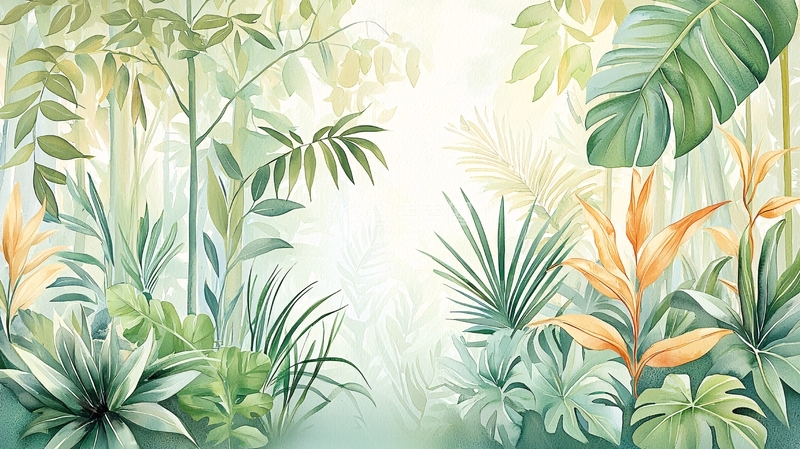 高清大图下载【趣麦麦图】清新水彩植物背景