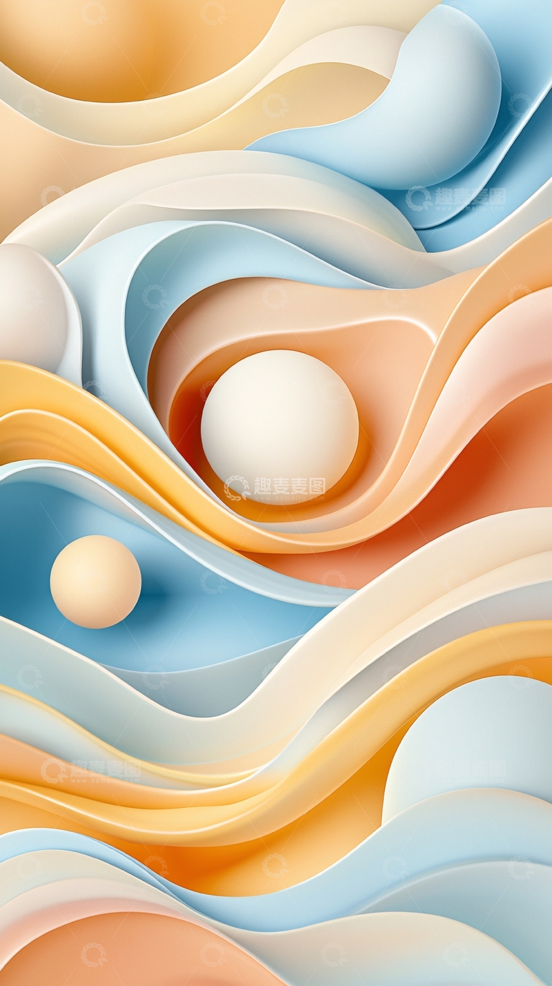 高清大图下载【趣麦麦图】柔和色彩的抽象波浪