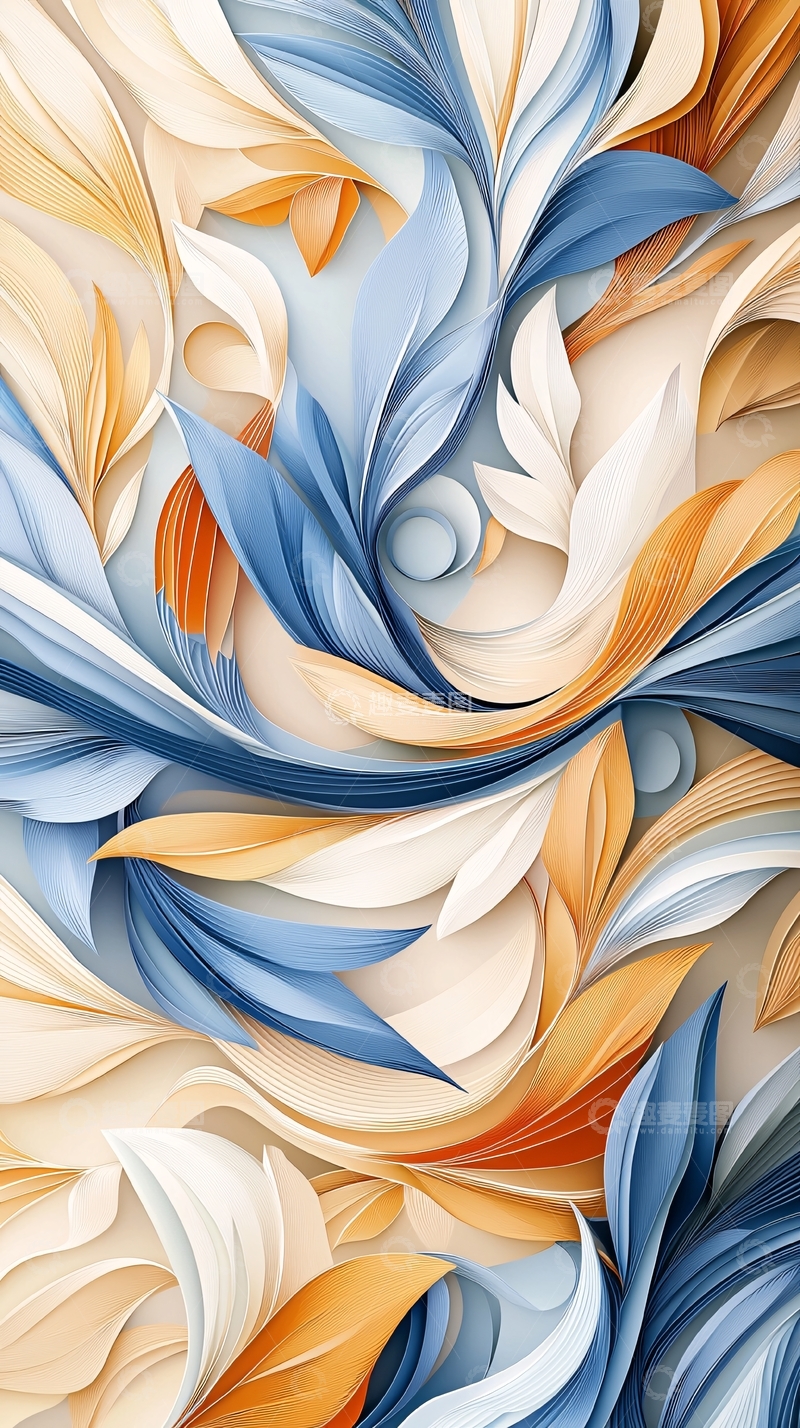 高清大图下载【趣麦麦图】抽象花卉水彩纹理