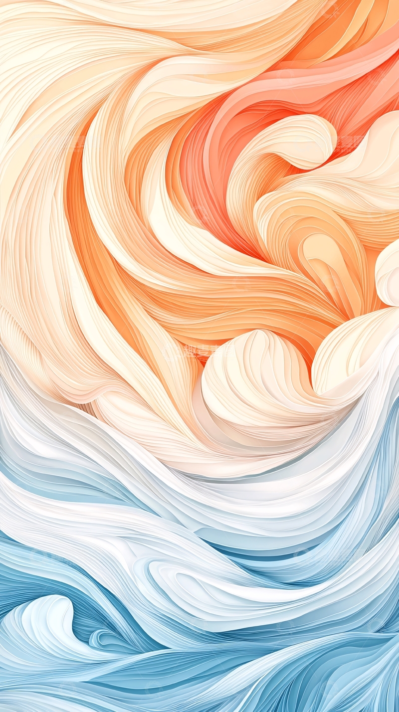 高清大图下载【趣麦麦图】抽象的橙色蓝色水彩图案