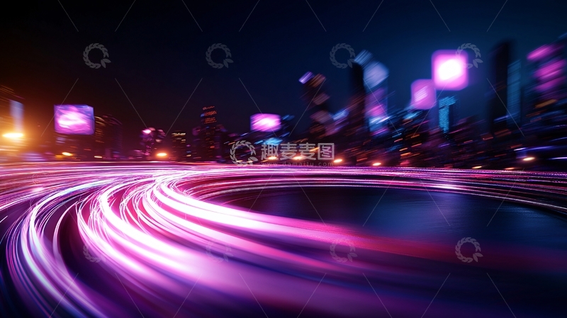 高清大图下载【趣麦麦图】城市夜晚光轨模糊背景