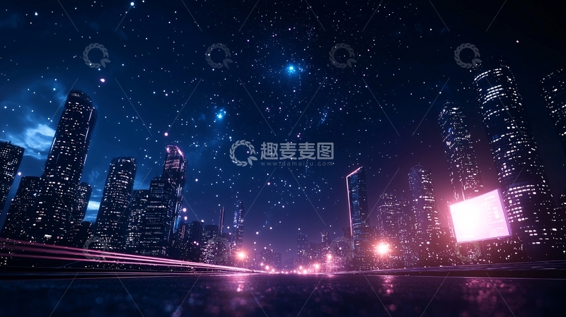高清大图下载【趣麦麦图】城市夜景星空璀璨