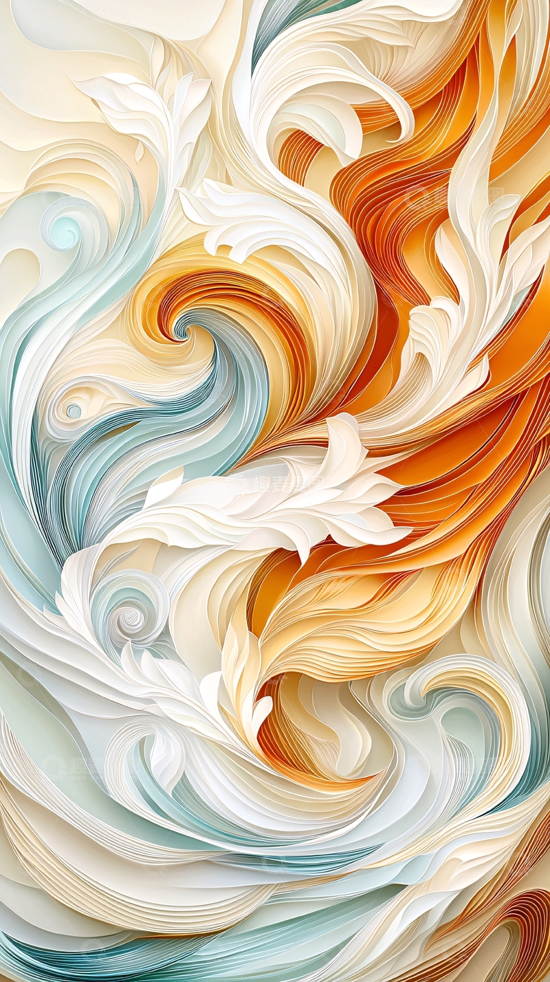 高清大图下载【趣麦麦图】抽象水彩漩涡